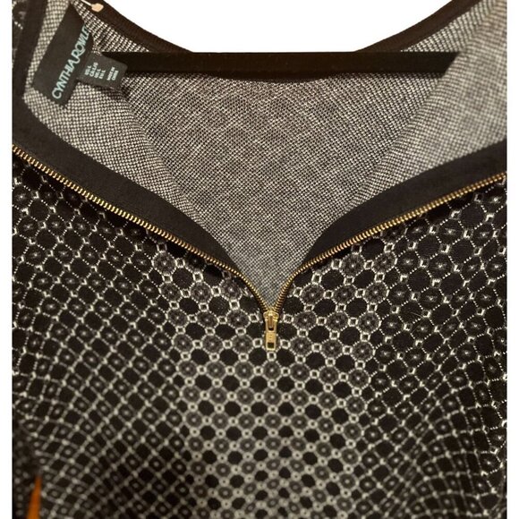 Cynthia Rowley Black & White Geometric Long Sleeve Knit Sweater Dress M‎ - Picture 6 of 11